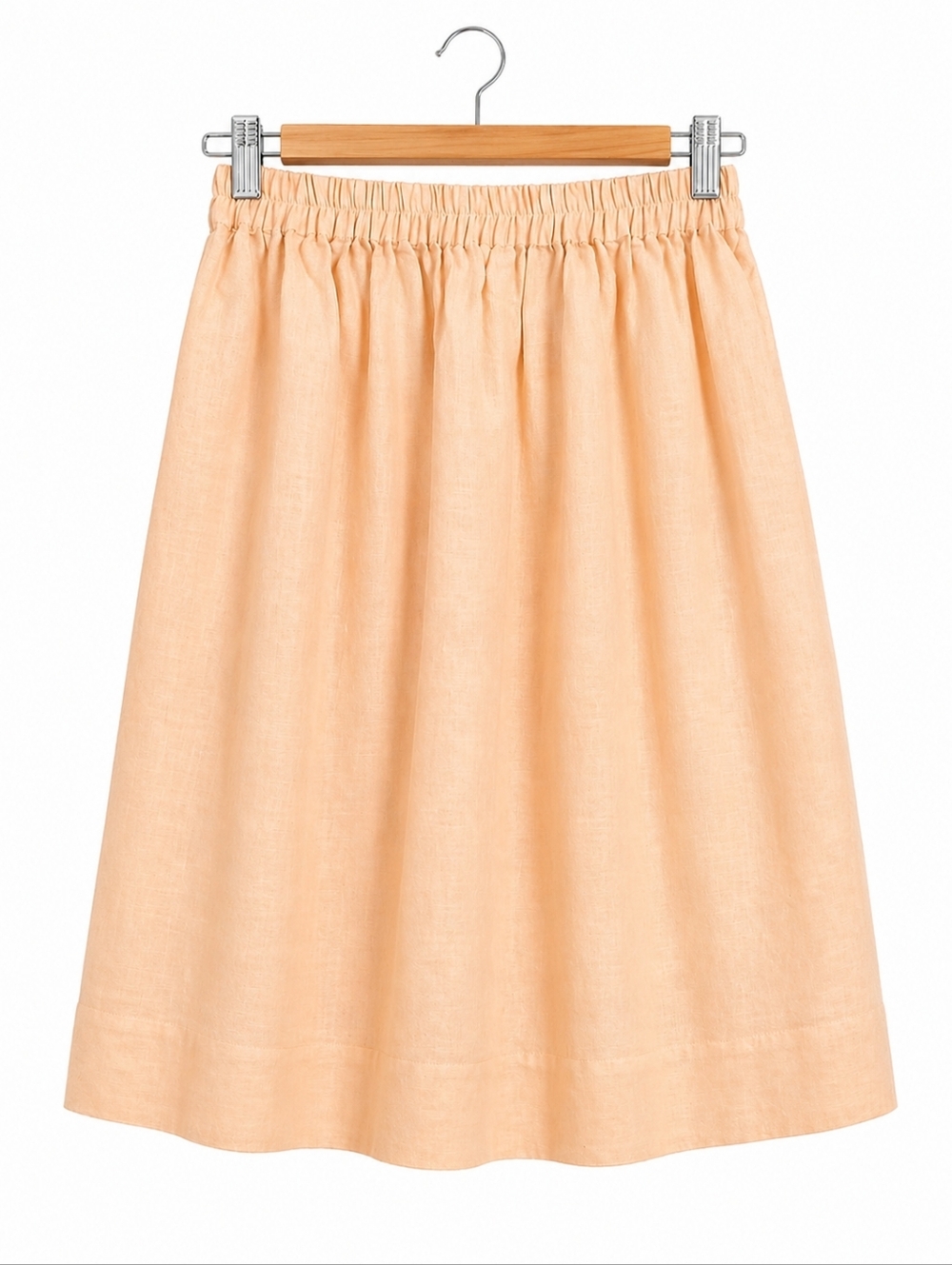 Hazel & Folk 100% Linen Skirt Peach Size Medium Elastic Waist Flowy Summer